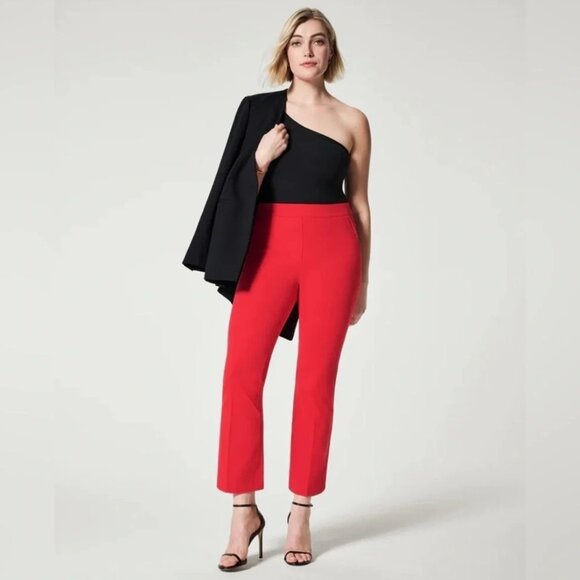 Spanx Crop Pants Womens Size XS True Red Pull On Polished Kick Flare 20367R NWT - Picture 1 of 13